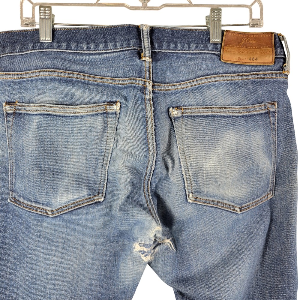 J.Crew 484 Slim Fit Denim Jeans Mens 32x30 Naturally Distressed Grunge Thrashed - Picture 9 of 14